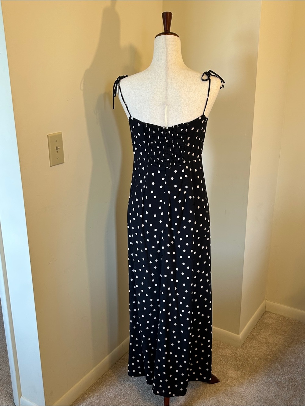 Sezane NWT SZ 6 Melanie Black Midi Dress with White Polka Dots -S -Stunning 🇫🇷!! - Picture 5 of 10